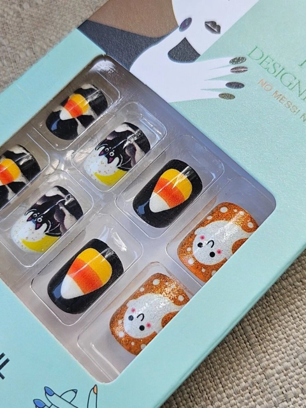 Halloween Nails Cute Cartoon Short Square Round Press-On Nails Ghost Pumpk - Picture 7 of 11